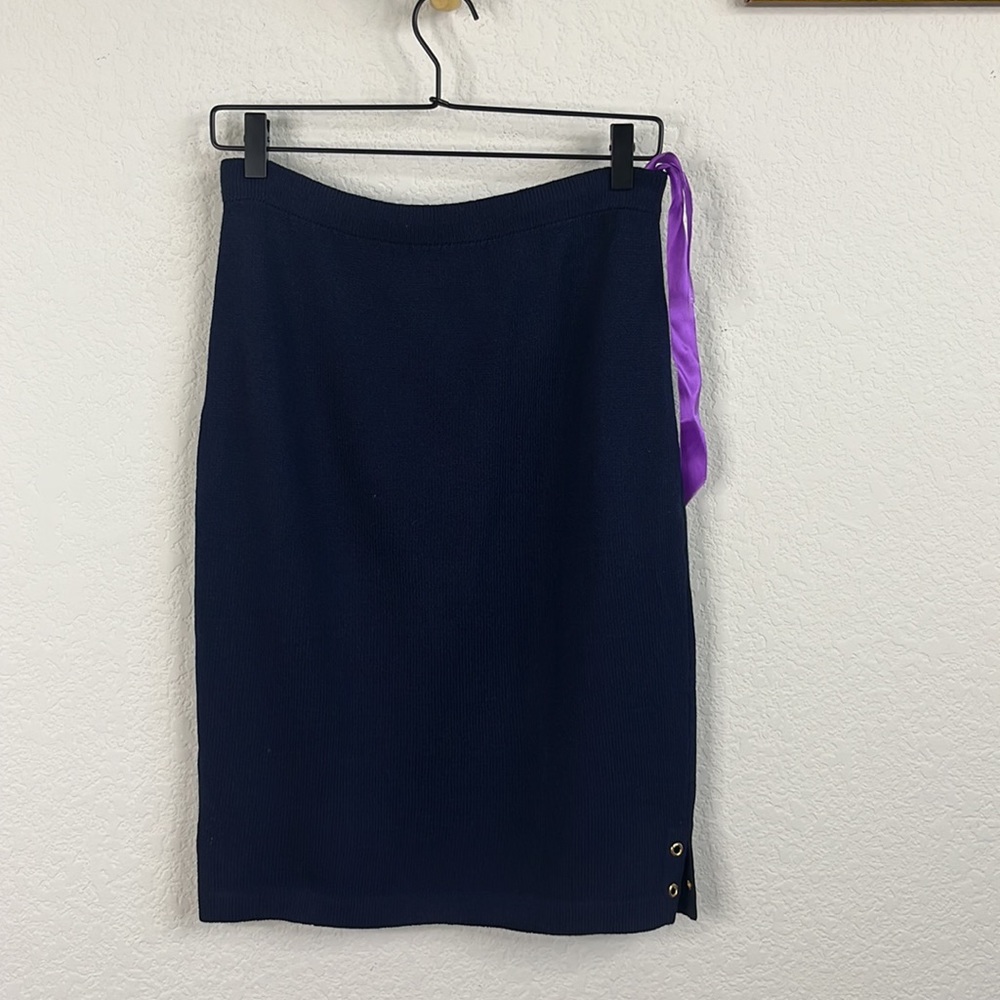 St John Cruise 04 Santana Knit Pencil Skirt Slit Rivets Eyelets - Picture 6 of 8